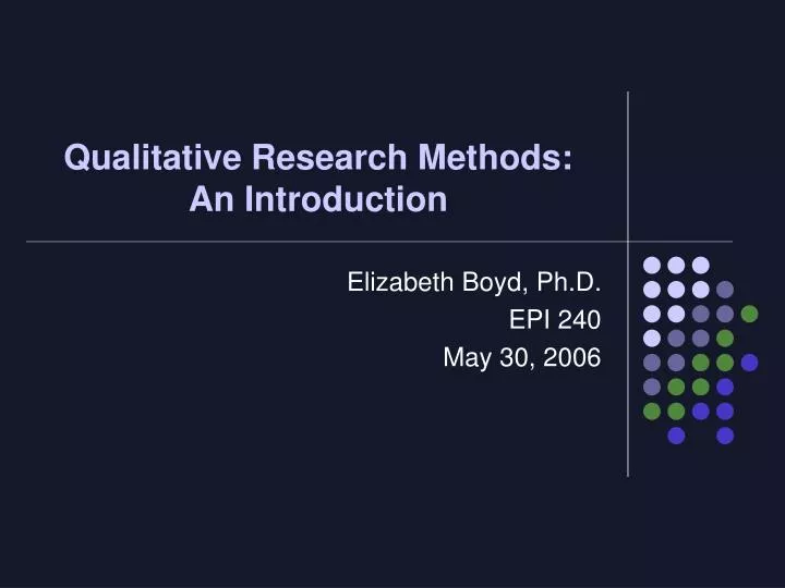 qualitative research methods an introduction