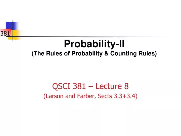 probability ii the rules of probability counting rules