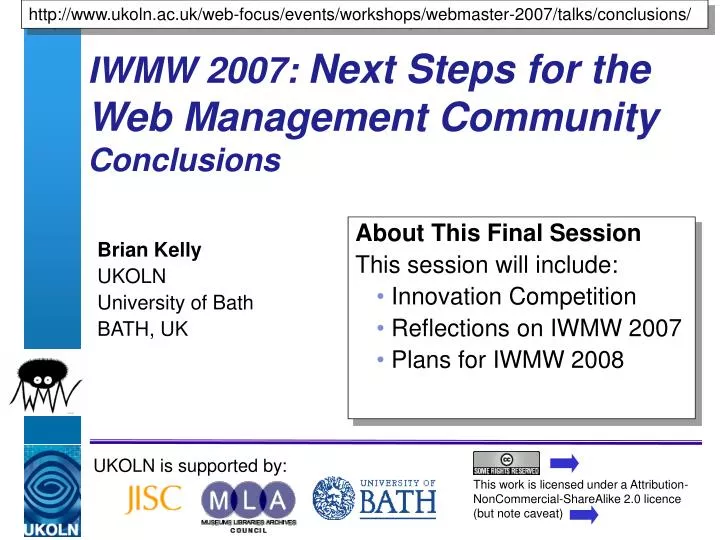 iwmw 2007 next steps for the web management community conclusions