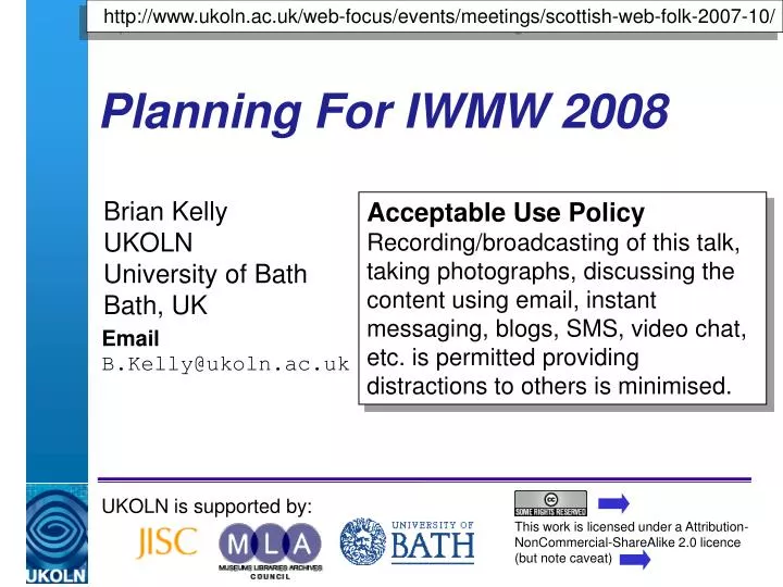 planning for iwmw 2008