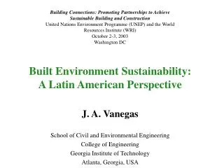 Built Environment Sustainability: A Latin American Perspective