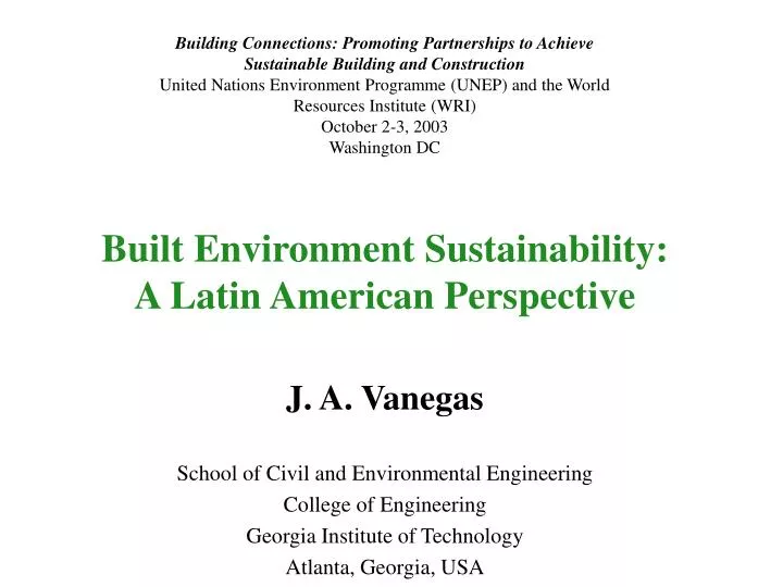 built environment sustainability a latin american perspective