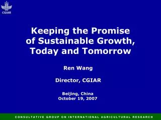 Keeping the Promise of Sustainable Growth, Today and Tomorrow