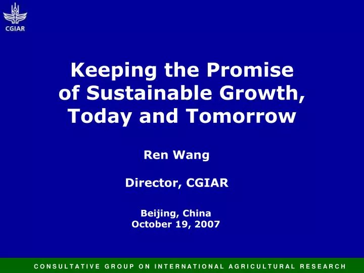 keeping the promise of sustainable growth today and tomorrow