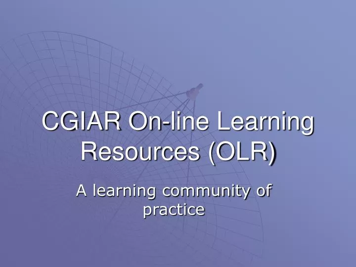 cgiar on line learning resources olr
