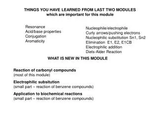 THINGS YOU HAVE LEARNED FROM LAST TWO MODULES which are important for this module