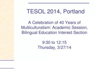 TESOL 2014, Portland