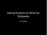 Asking Students to Write for Wikipedia
