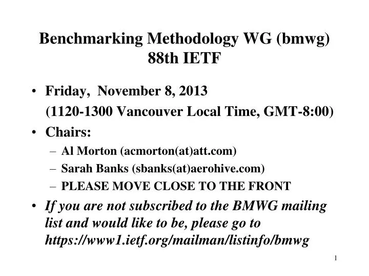 benchmarking methodology wg bmwg 88th ietf