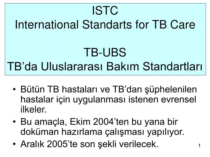 istc international standarts for tb care tb ubs tb da uluslararas bak m standartlar