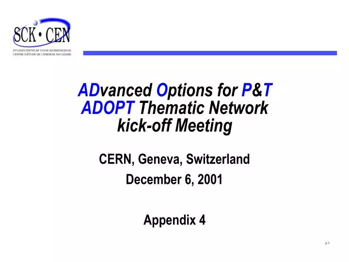 ad vanced o ptions for p t adopt thematic network kick off meeting