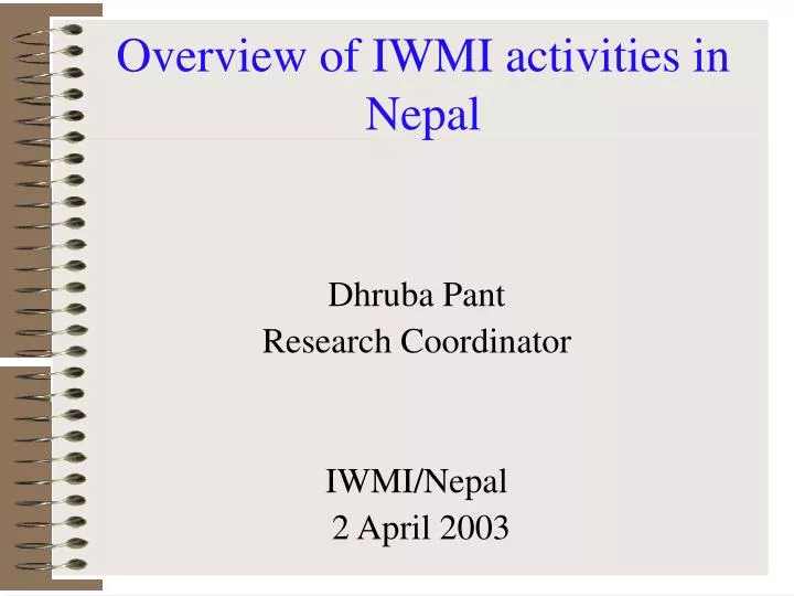 overview of iwmi activities in nepal