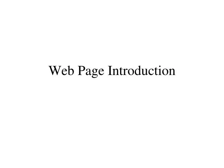 web page introduction