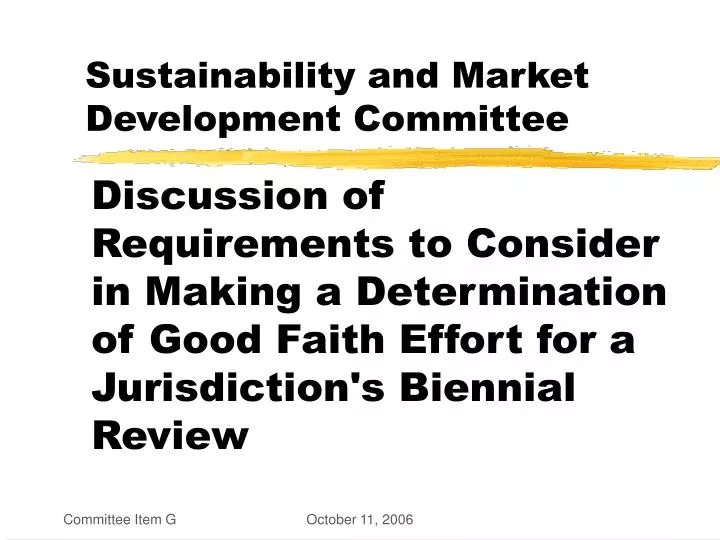 sustainability and market development committee