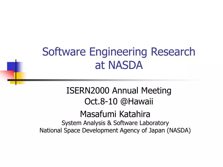 software engineering research at nasda