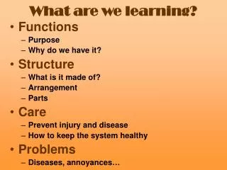 What are we learning?