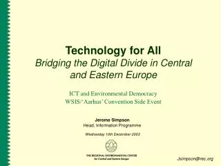 Technology for All Bridging the Digital Divide in Central and Eastern Europe