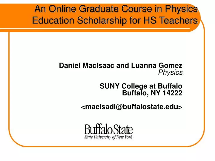 an online graduate course in physics education scholarship for hs teachers