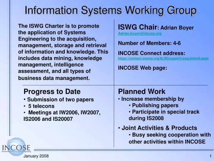 information systems working group
