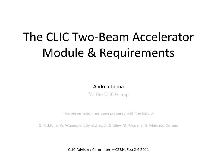 the clic two beam accelerator module requirements