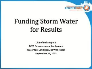 Funding Storm Water for Results