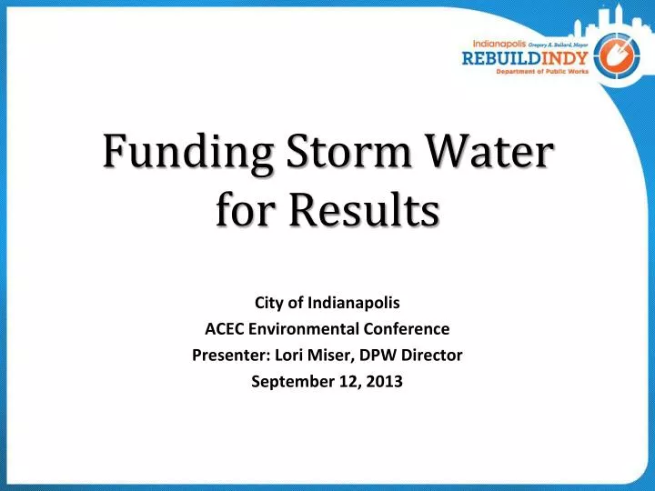 funding storm water for results