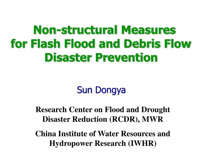 non structural measures for flash flood and debris flow disaster prevention