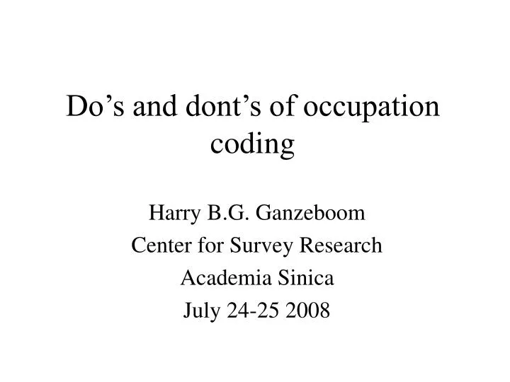 do s and dont s of occupation coding