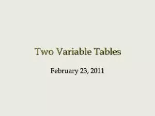 Two Variable Tables