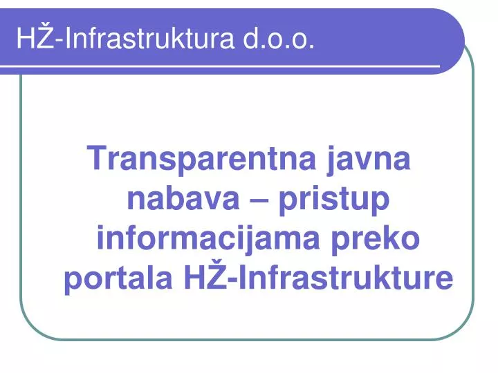 h infrastruktura d o o