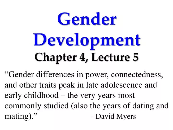 gender development chapter 4 lecture 5
