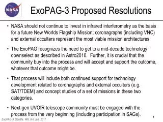 ExoPAG-3 Proposed Resolutions