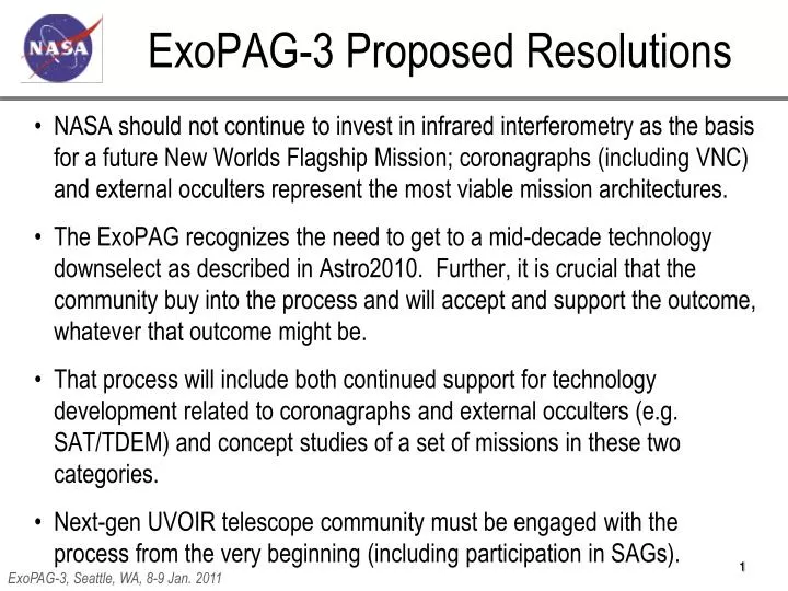exopag 3 proposed resolutions