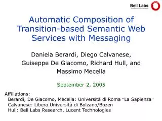 Automatic Composition of Transition-based Semantic Web Services with Messaging
