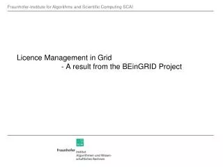 Licence Management in Grid 		- A result from the BEinGRID Project