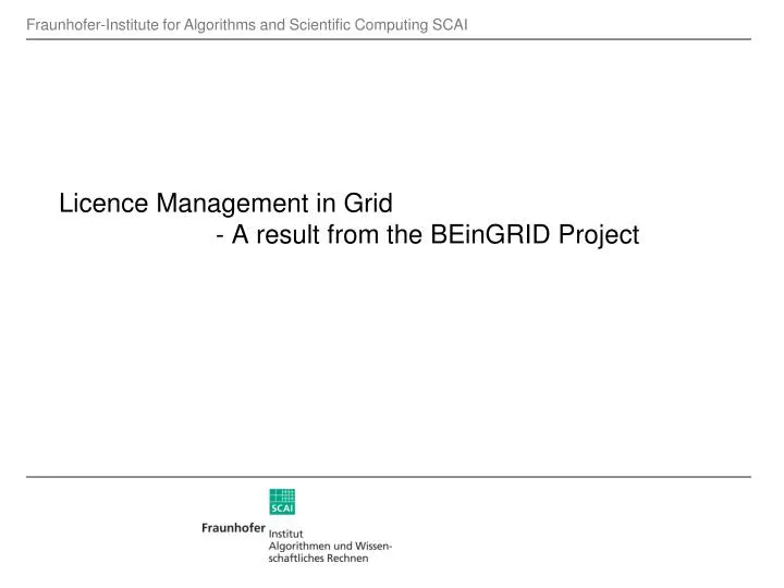 licence management in grid a result from the beingrid project