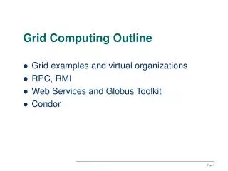 Grid Computing Outline