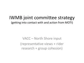 IWMB joint committee strategy (getting into contact with and action from MOTI)