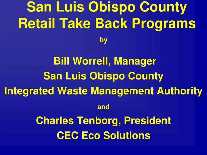 san luis obispo county retail take back programs