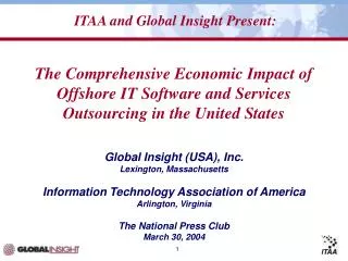 Global Insight (USA), Inc. Lexington, Massachusetts Information Technology Association of America