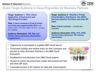 Event Target Audience &amp; Value Proposition for Business Partners