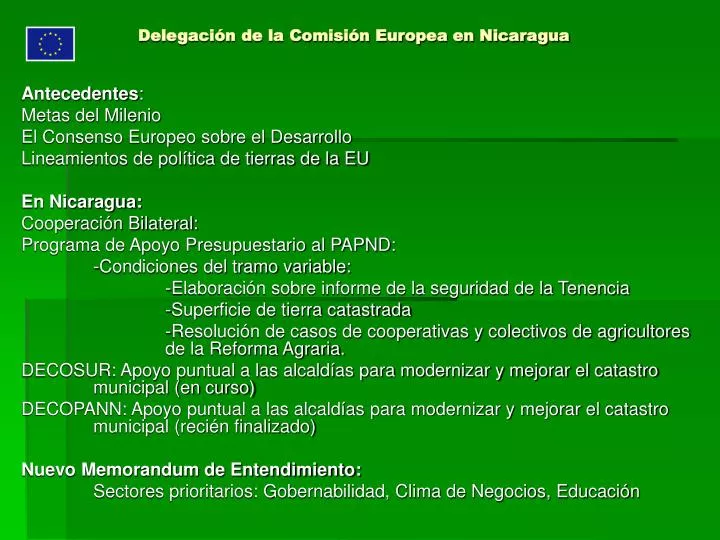 delegaci n de la comisi n europea en nicaragua