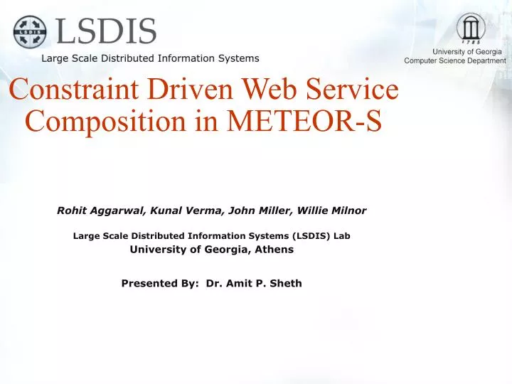 constraint driven web service composition in meteor s