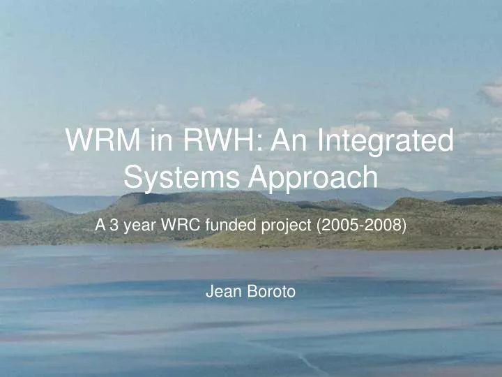 wrm in rwh an integrated systems approach