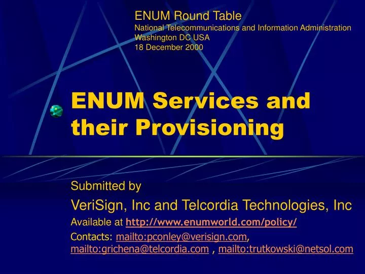 enum services and their provisioning