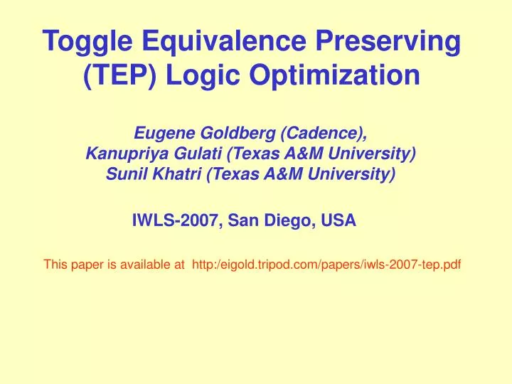 toggle equivalence preserving tep logic optimization