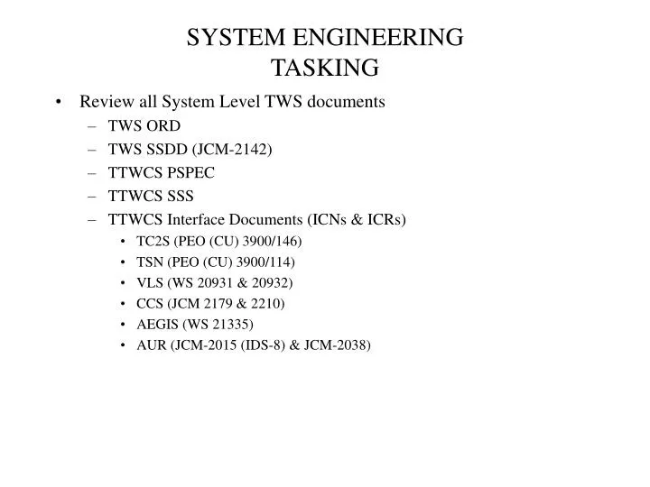 system engineering tasking