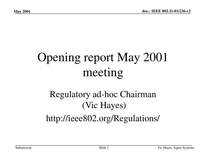 opening report may 2001 meeting