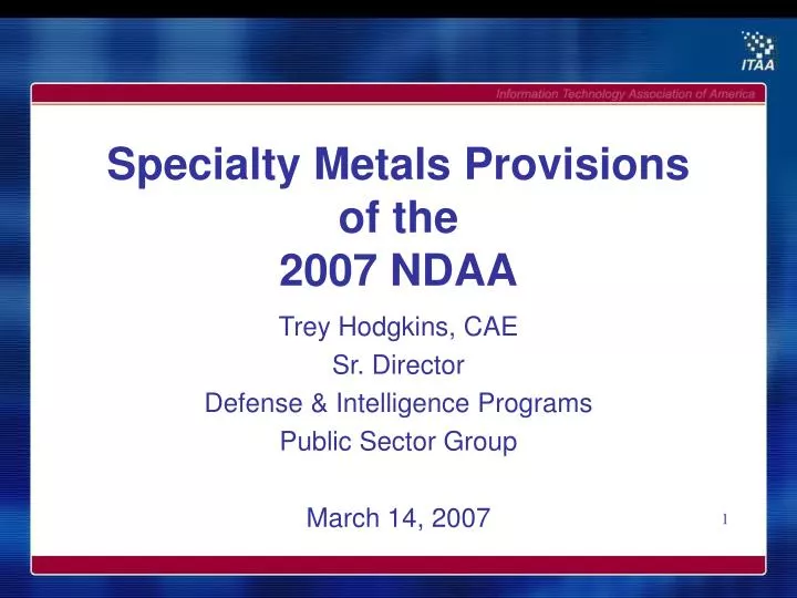 specialty metals provisions of the 2007 ndaa