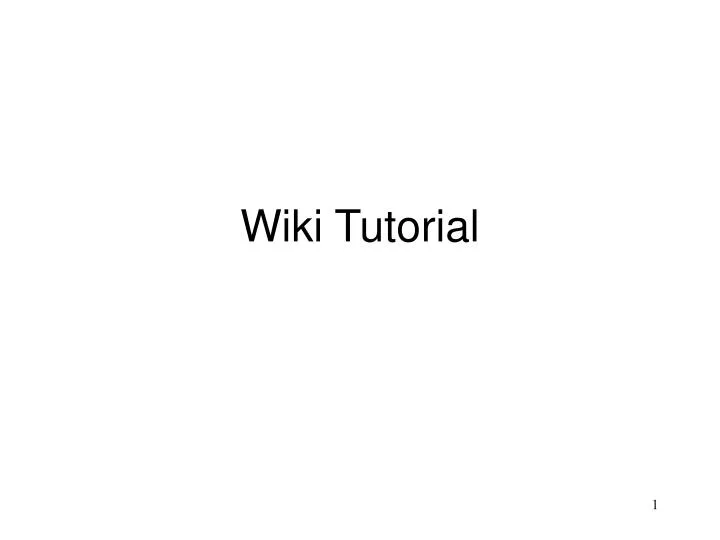 wiki tutorial